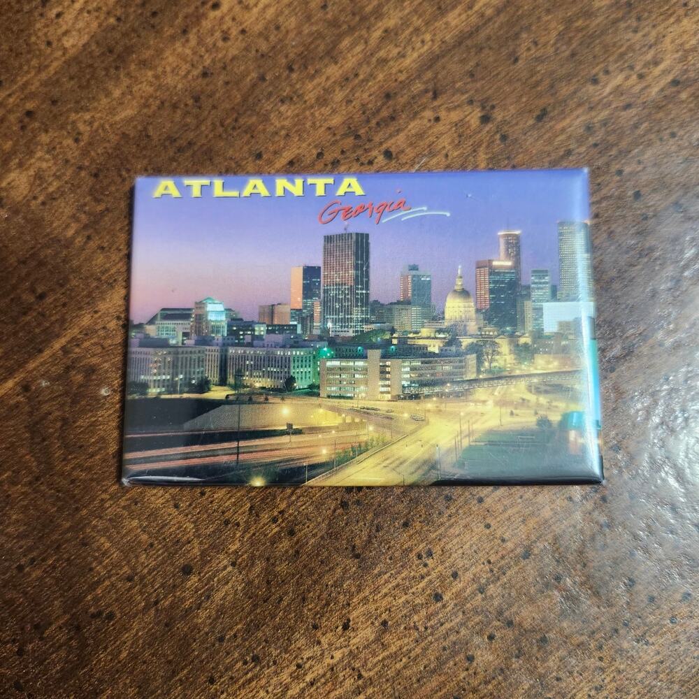 Atlanta Georgia Skyline Fridge Magnet Souvenir Travel Keepsake Postcard Factory